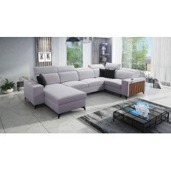 U-shaped Alto IV corner sofa with sleeping function - Plecionka, Sawana 84