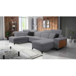 U-shaped corner sofa Alto VI with slats, sleeping function, and adjustable headrests, Weave, Sawana 21