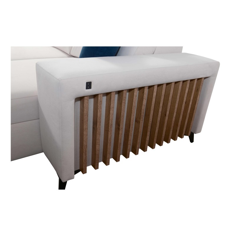 Sofá en forma de U Alto VI con listones, función de cama y reposacabezas ajustables Plecionka, Sawana 25 Sofá en forma de U Alto VI con listones, función de cama y reposacabezas ajustables Plecionka, Sawana 25