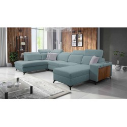 U-shaped Alto VI sectional sofa with slats, sleeping function, and adjustable headrests, Plecionka, Sawana 72