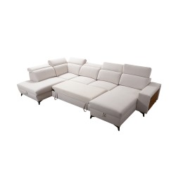 U-shaped Alto VI sectional sofa with slats, sleeping function, and adjustable headrests, Plecionka, Sawana 72