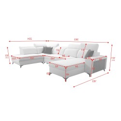 U-shaped Alto VI sectional sofa with slats, sleeping function, and adjustable headrests, Plecionka, Sawana 72