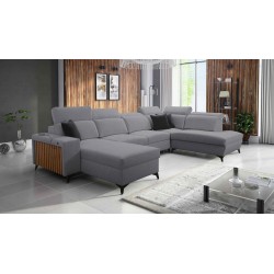 U-shaped corner sofa Alto VI with slats, sleeping function, and adjustable headrests, Weave, Sawana 21