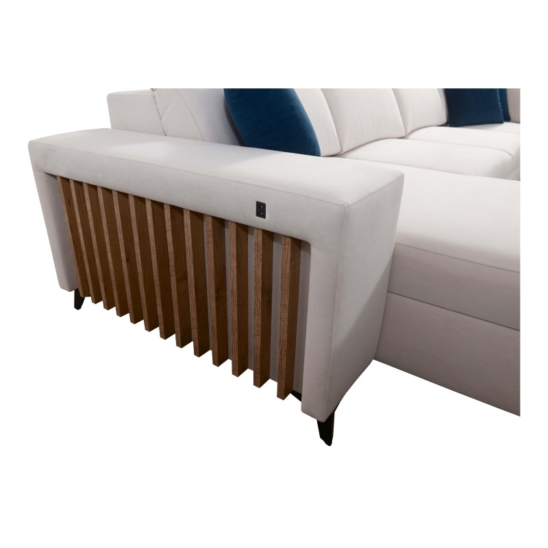 Sofá en forma de U Alto VI con láminas, función de dormir y reposacabezas ajustables Plecionka, Sawana 21 Sofá en forma de U Alto VI con láminas, función de dormir y reposacabezas ajustables Plecionka, Sawana 21