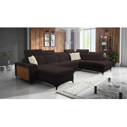 U-shaped Alto VI sectional sofa with slats, sleeping function, and adjustable headrests in Plecionka, Sawana 26