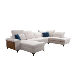 U-shaped Alto VI sectional sofa with slats, sleeping function, and adjustable headrests, Plecionka, Sawana 72