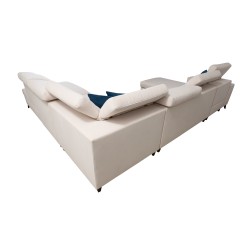 Sofá esquinero en forma de U Alto VI con láminas, función de cama y reposacabezas ajustables Plecionka, Sawana 84