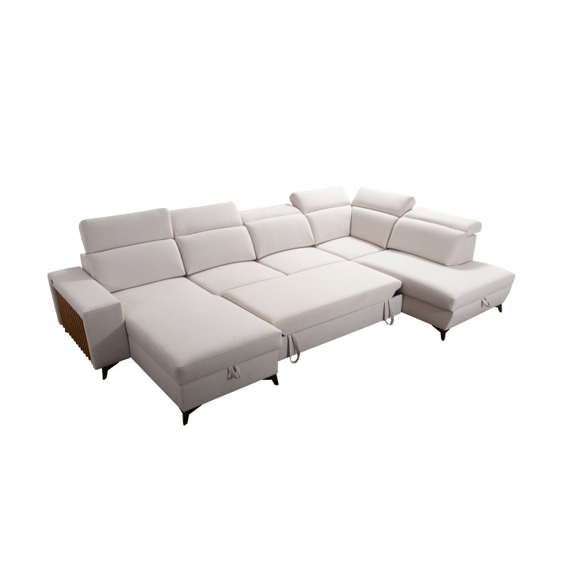 U-förmiges Ecksofa Alto VI mit Latten, Schlaffunktion und verstellbaren Kopfstützen Plecionka, Sawana 96. U-förmiges Ecksofa Alto VI mit Latten, Schlaffunktion und verstellbaren Kopfstützen Plecionka, Sawana 96.