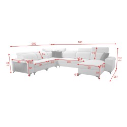 Modern Corner Sofa U Alto VIII with Slats - Weave, Sawana 21