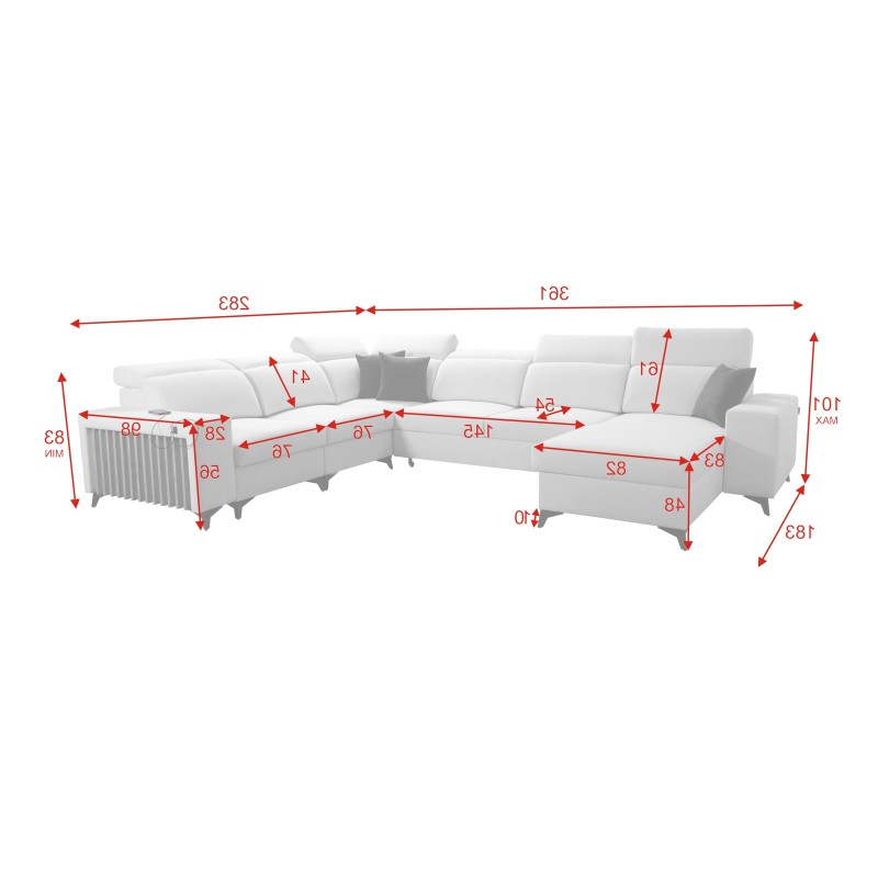 Modern Corner Sofa U Alto VIII with Slats - Wicker, Sawana 26