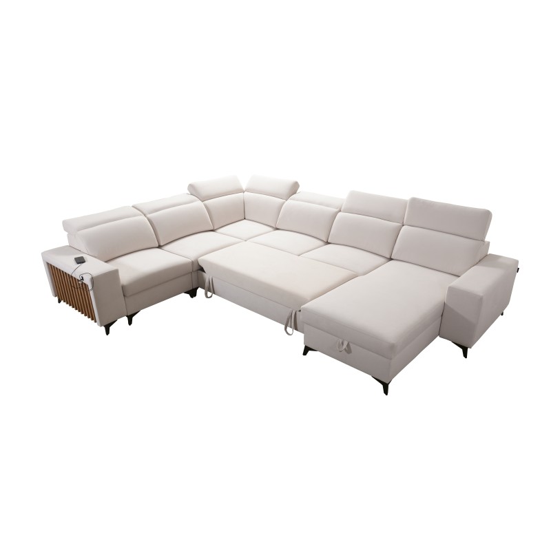 Modern Corner Sofa U Alto VIII with Slats - Wicker, Sawana 61