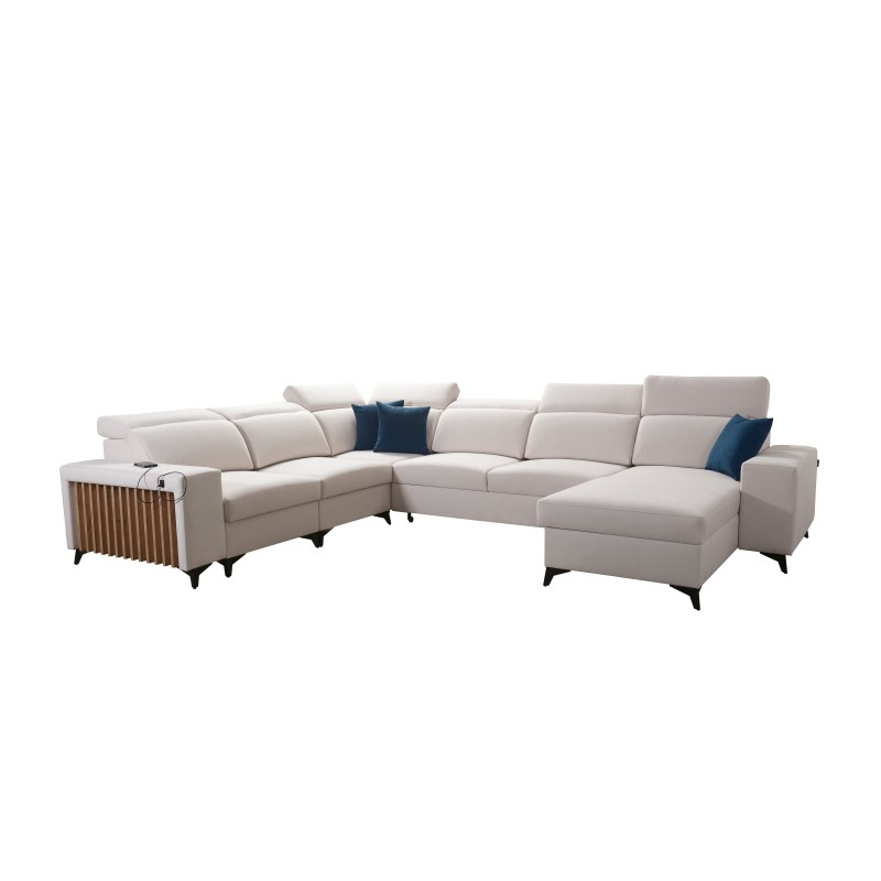 Modern Corner Sofa U Alto VIII with Slats - Wicker, Sawana 84 Modern Corner Sofa U Alto VIII with Slats - Wicker, Sawana 84