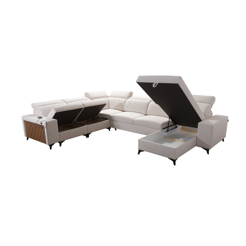 Modern Corner Sofa U Alto VIII with Slats - Wicker, Sawana 84 Modern Corner Sofa U Alto VIII with Slats - Wicker, Sawana 84
