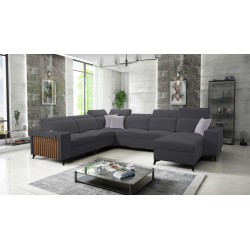 Modern Corner Sofa U Alto VIII with Slats - Weave, Sawana 96