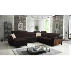 Modern Corner Sofa U Alto VIII with Slats - Wicker, Sawana 26