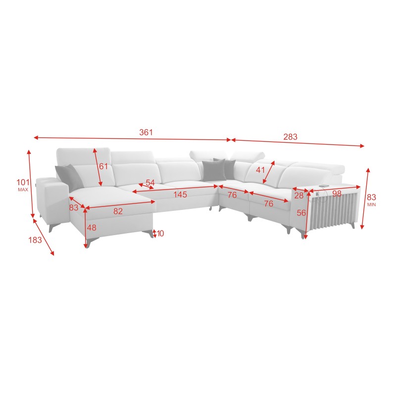 Moderner Ecksofa U Alto VIII mit Lamellen - Geflecht, Sawana 84 Moderner Ecksofa U Alto VIII mit Lamellen - Geflecht, Sawana 84
