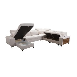 Modern Corner Sofa U Alto VIII with Slats - Weave, Sawana 96
