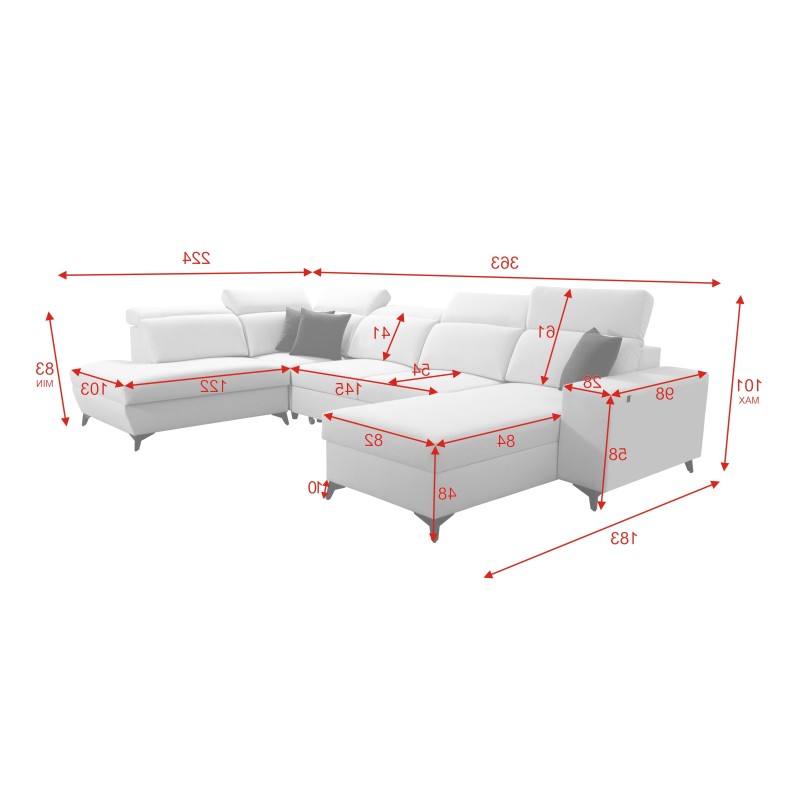 U-shaped corner sofa Alto VI Mix with sleeping function – comfort and modern design