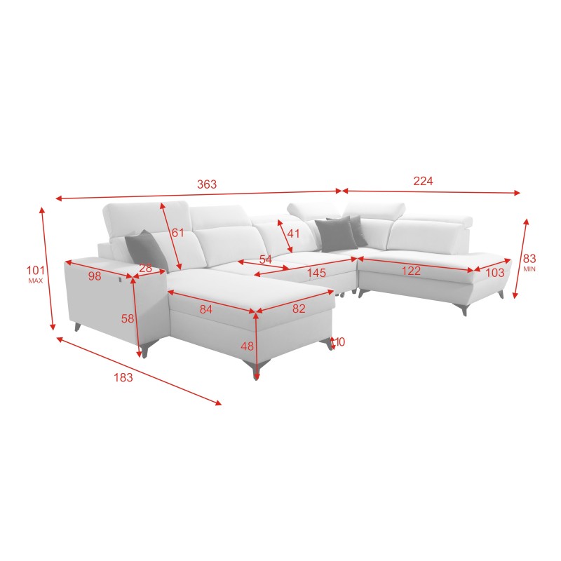 Narożnik w kształcie U Alto VI Mix z funkcją spania – komfort i nowoczesny design Narożnik w kształcie U Alto VI Mix z funkcją spania – komfort i nowoczesny design