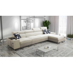 Narożnik Prestige XII Maxi z funkcją spania, portem usb w tkaninie Miękka w dotyku, Freya 210.02 + Tauro 8203 | Twój salon na no