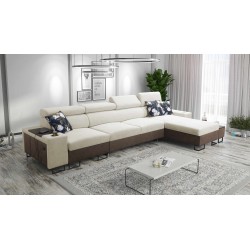 Narożnik Prestige XII Maxi z funkcją spania, portem usb w tkaninie Miękka w dotyku, Freya 210.02 + Tauro 8202 | Twój salon na no