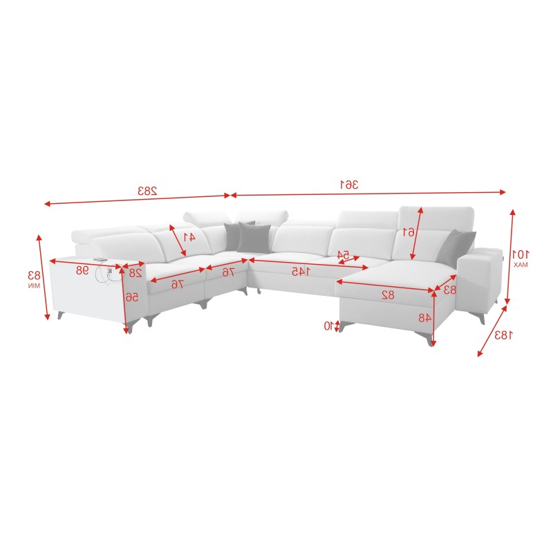 Esquinero en forma de U Alto VIII Mix con función de cama - ideal para la sala de estar y el dormitorio. Esquinero en forma de U Alto VIII Mix con función de cama - ideal para la sala de estar y el dormitorio.