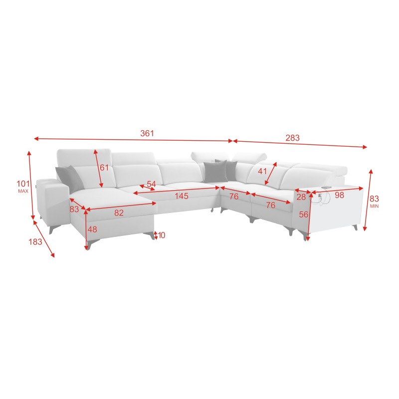 Esquinero en forma de U Alto VIII Mix con función de cama - ideal para la sala de estar y el dormitorio. Esquinero en forma de U Alto VIII Mix con función de cama - ideal para la sala de estar y el dormitorio.