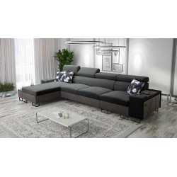 Prestige XII Maxi Ecksofa mit Schlaffunktion, USB-Anschluss in weichem Stoff, Freya 210.24 + Tauro 8207 | Ihr Wohnzimmer auf no
