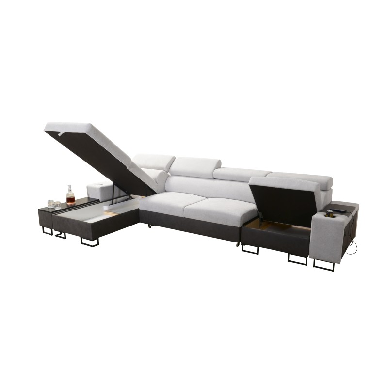 Narożnik Prestige XII Maxi z funkcją spania, portem usb w tkaninie Miękka w dotyku, Freya 210.11 + Tauro 8207 | Twój salon na no Narożnik Prestige XII Maxi z funkcją spania, portem usb w tkaninie Miękka w dotyku, Freya 210.11 + Tauro 8207 | Twój salon na no