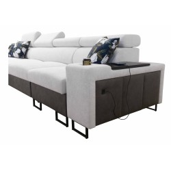 Prestige XII Maxi corner sofa with a sleeping function, USB port in Soft Touch fabric, Freya 210.08 + Tauro 8203 | Your living r