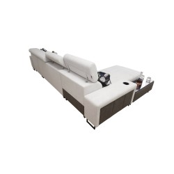 Prestige XII Maxi corner sofa with a sleeping function, USB port in Soft Touch fabric, Freya 210.08 + Tauro 8203 | Your living r