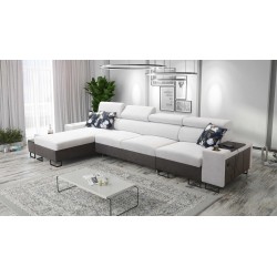 Narożnik Prestige XII Maxi z funkcją spania, portem usb w tkaninie Miękka w dotyku, Freya 210.18 + Tauro 8207 | Twój salon na no