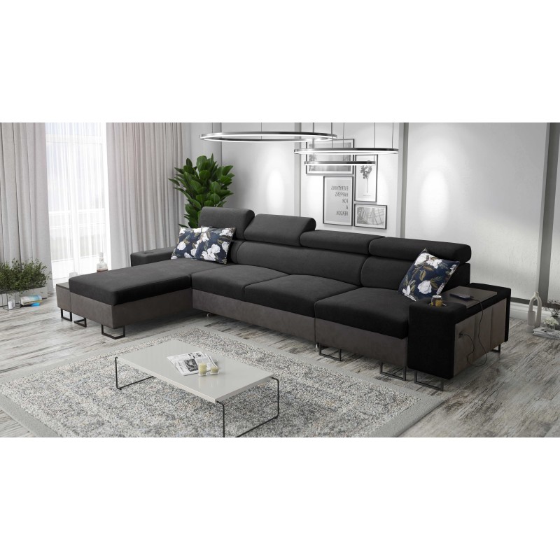 Esquina Prestige XII Mini con función de cama y puerto USB, tela suave al tacto, Freya 210.25 + Tauro 8207 | Tu Lugar de Comodid