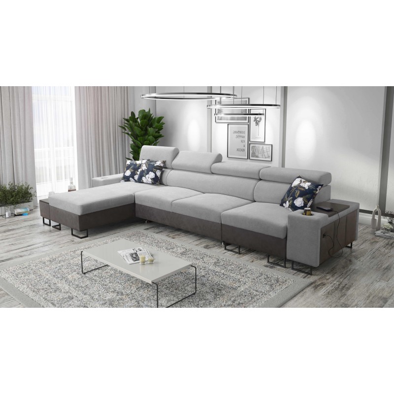 Prestige XII Mini Ecksofa mit Schlaffunktion und USB-Anschluss, Stoff Weich im Griff, Freya 210.20 + Tauro 8207 | Dein Komfortpl