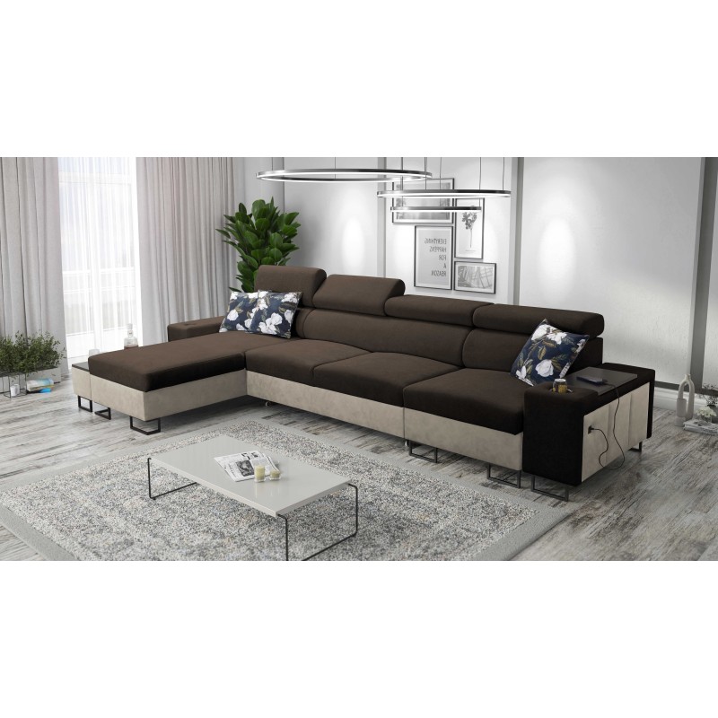 Esquina Prestige XII Mini con función de cama y puerto USB, tela suave al tacto, Freya 210.08 + Tauro 8203 | Tu Lugar de Comodid