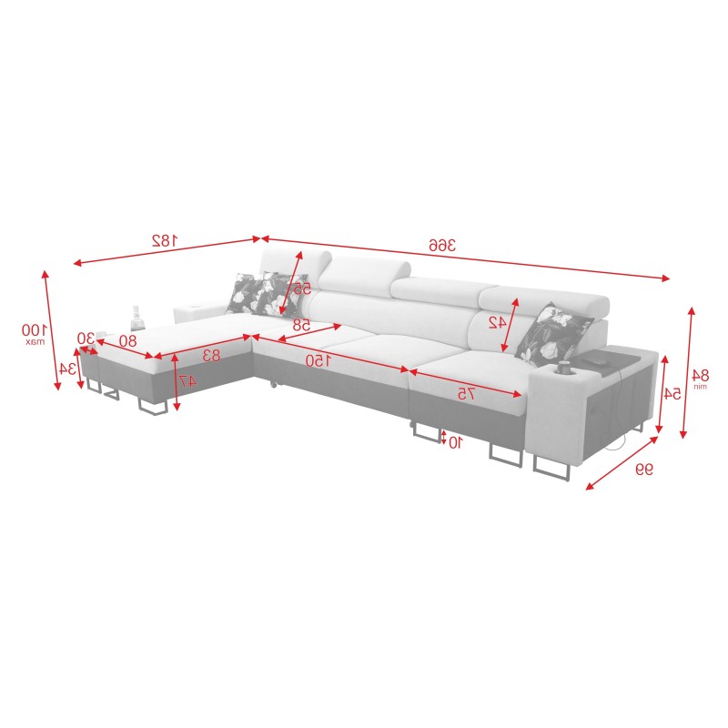 Prestige XII Mini Ecksofa mit Schlaffunktion und USB-Anschluss, Stoff Weich im Griff, Freya 210.08 + Tauro 8203 | Dein Komfortpl Prestige XII Mini Ecksofa mit Schlaffunktion und USB-Anschluss, Stoff Weich im Griff, Freya 210.08 + Tauro 8203 | Dein Komfortpl