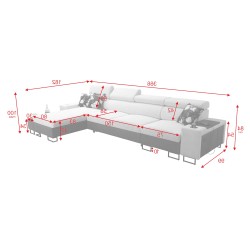Esquina Prestige XII Mini con función de dormir y puerto USB, tela suave al tacto, Freya 210.04 + Tauro 8203 | Tu Lugar de Comod Esquina Prestige XII Mini con función de dormir y puerto USB, tela suave al tacto, Freya 210.04 + Tauro 8203 | Tu Lugar de Comod