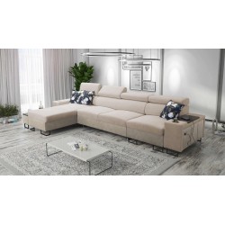 Prestige XII Mini Ecksofa mit Schlaffunktion und USB-Anschluss, Stoff Weich im Griff, Freya 210.04 + Tauro 8203 | Ihr Komfortpla