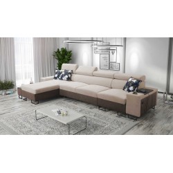 Prestige XII Mini Ecksofa mit Schlaffunktion und USB-Anschluss, weicher Stoff, Freya 210.04 + Tauro 8202 | Ihr Komfortplatz
