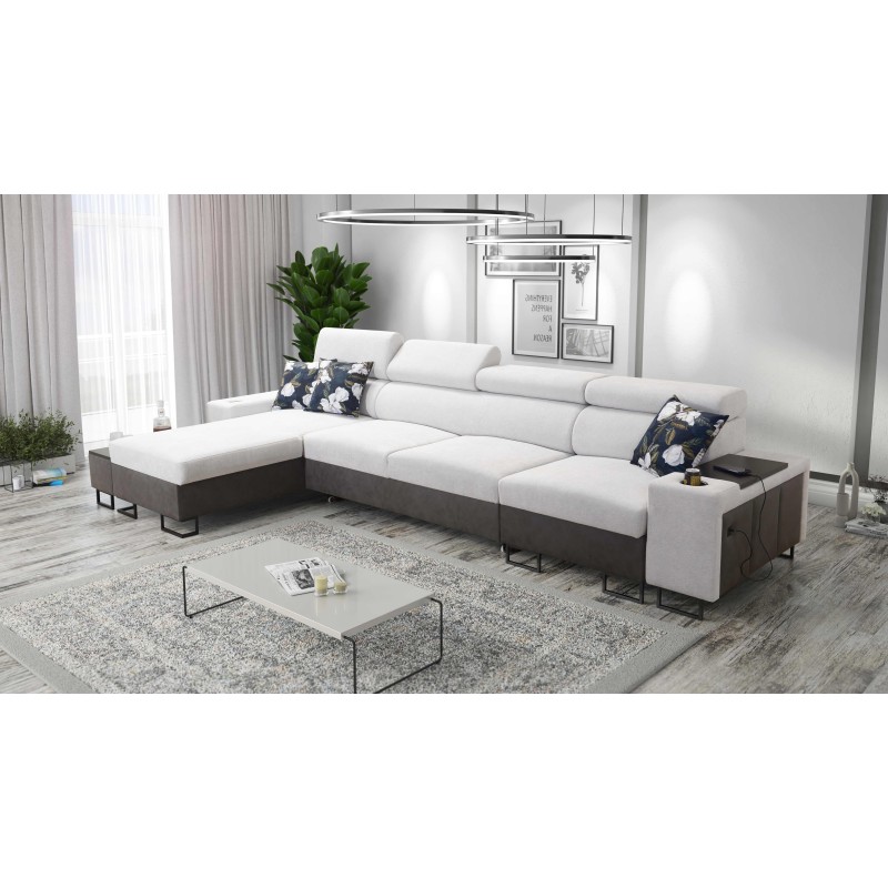 Prestige XII Mini Ecksofa mit Schlaffunktion und USB-Anschluss, Stoff Weich im Griff, Freya 210.18 + Tauro 8207 | Dein Komfortpl
