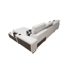 Prestige XII Mini corner sofa with a sleeping function and USB port, fabric Soft to the touch, Freya 210.24 + Tauro 8207 | Your 