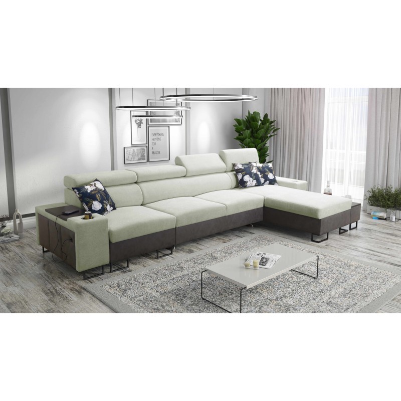 Prestige XII Mini Ecksofa mit Schlaffunktion und USB-Anschluss, Stoff Weich im Griff, Freya 210.11 + Tauro 8207 | Dein Komfortpl