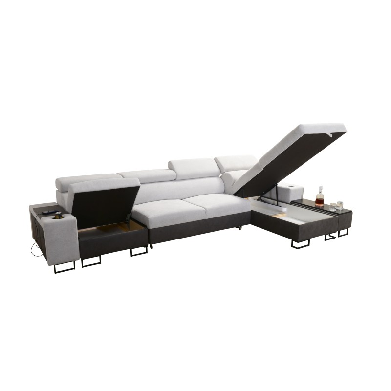 Narożnik Prestige XII Mini z funkcją spania i portem usb tkanina Miękka w dotyku, Freya 210.11 + Tauro 8207 | Twoje Miejsce Komf Narożnik Prestige XII Mini z funkcją spania i portem usb tkanina Miękka w dotyku, Freya 210.11 + Tauro 8207 | Twoje Miejsce Komf