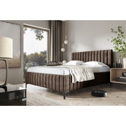 Cama tapizada Amalfi con contenedor para ropa de cama: Comodidad y elegancia en uno. Cama tapizada Amalfi con contenedor para ropa de cama: Comodidad y elegancia en uno.