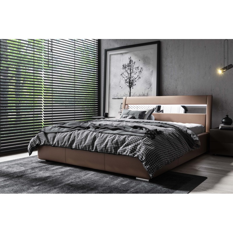 Luxury upholstered bed Novara with storage for bedding | Eco leather, Soft 30 | Sleeping surface 120x200 Luxury upholstered bed Novara with storage for bedding | Eco leather, Soft 30 | Sleeping surface 120x200