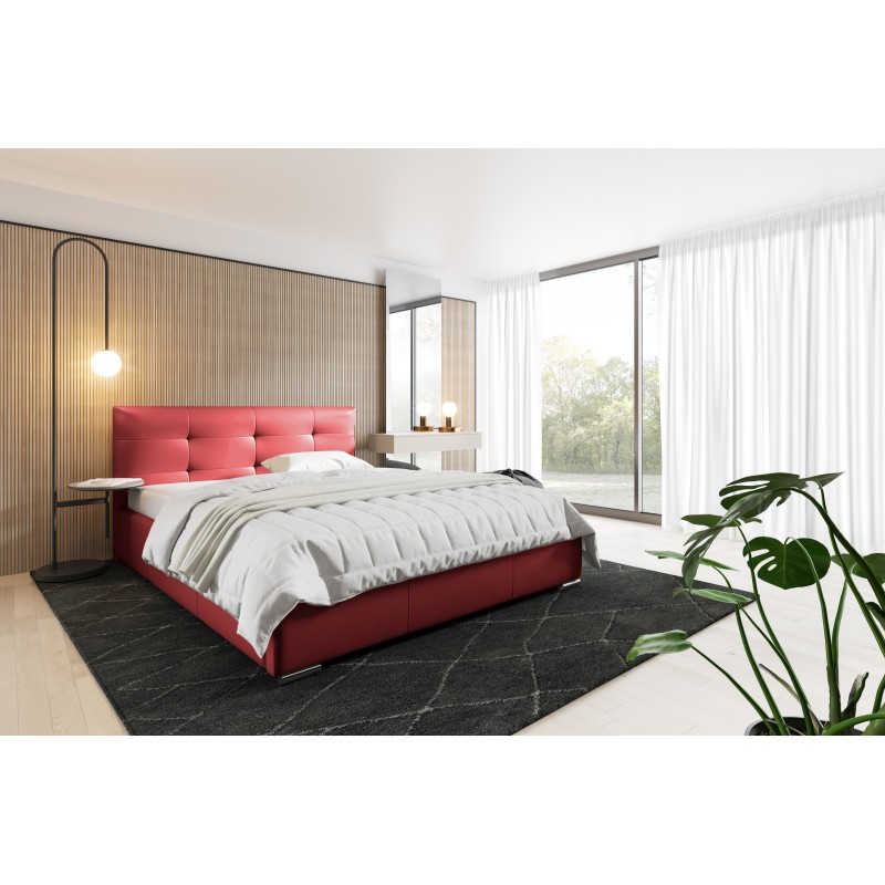 Cama tapizada Aurora con contenedor para ropa de cama en cuero ecológico, Soft 10A Soft 33