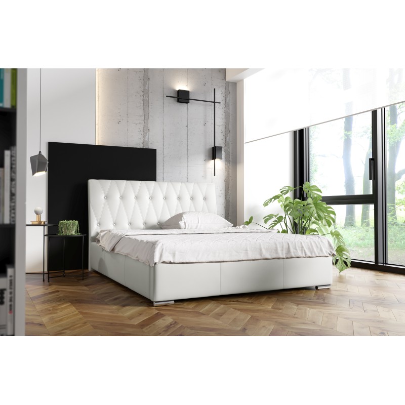 Ліжко з оббивкою Salerno з ящиком для білизни тканина Eco шкіра, Soft 17 | Елегантне та практичне ліжко для вашої спальні
