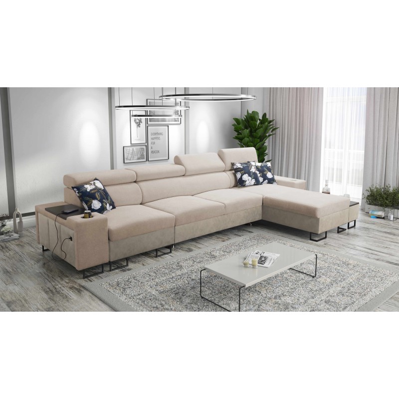 Prestige XII Mini Ecksofa mit Schlaffunktion und USB-Anschluss, Stoff Weich im Griff, Freya 210.04 + Tauro 8203 | Ihr Komfortpla