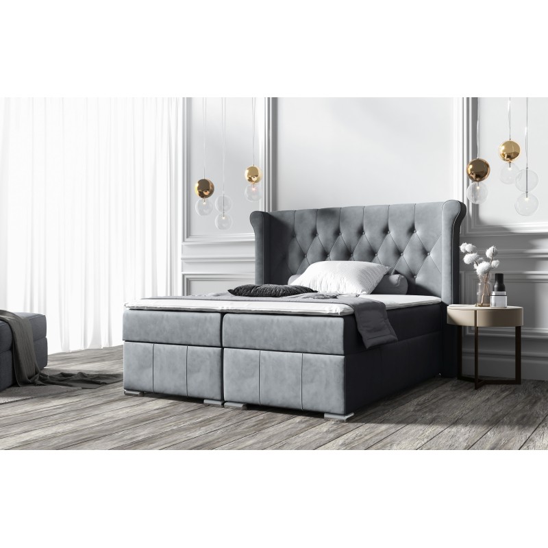 The Simo continental bed with a storage container in Mat velvet 99 fabric – comfort and elegance in your bedroom.
