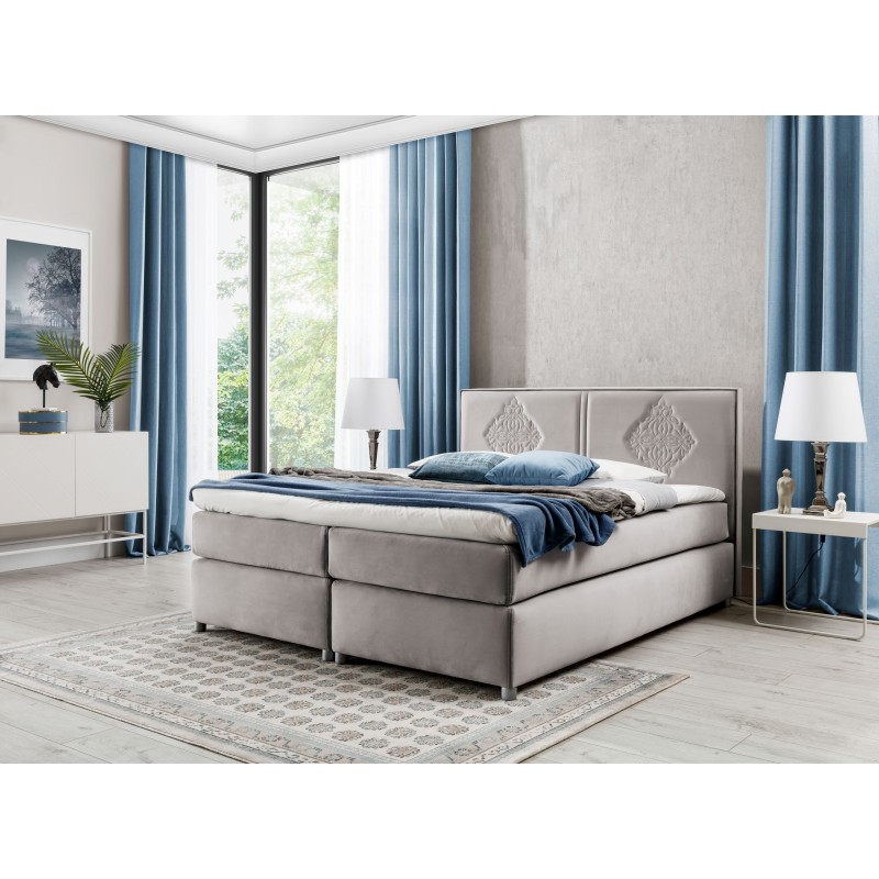 Cama continental Line con costuras decorativas: elegancia y confort del sueño